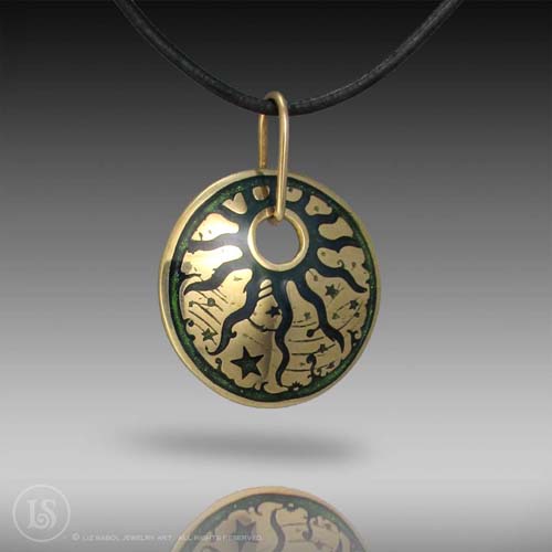 Celestial Sun Pendant, Bronze
