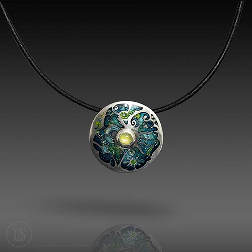 Midnight in Minature Pendant, 960 sterling silver